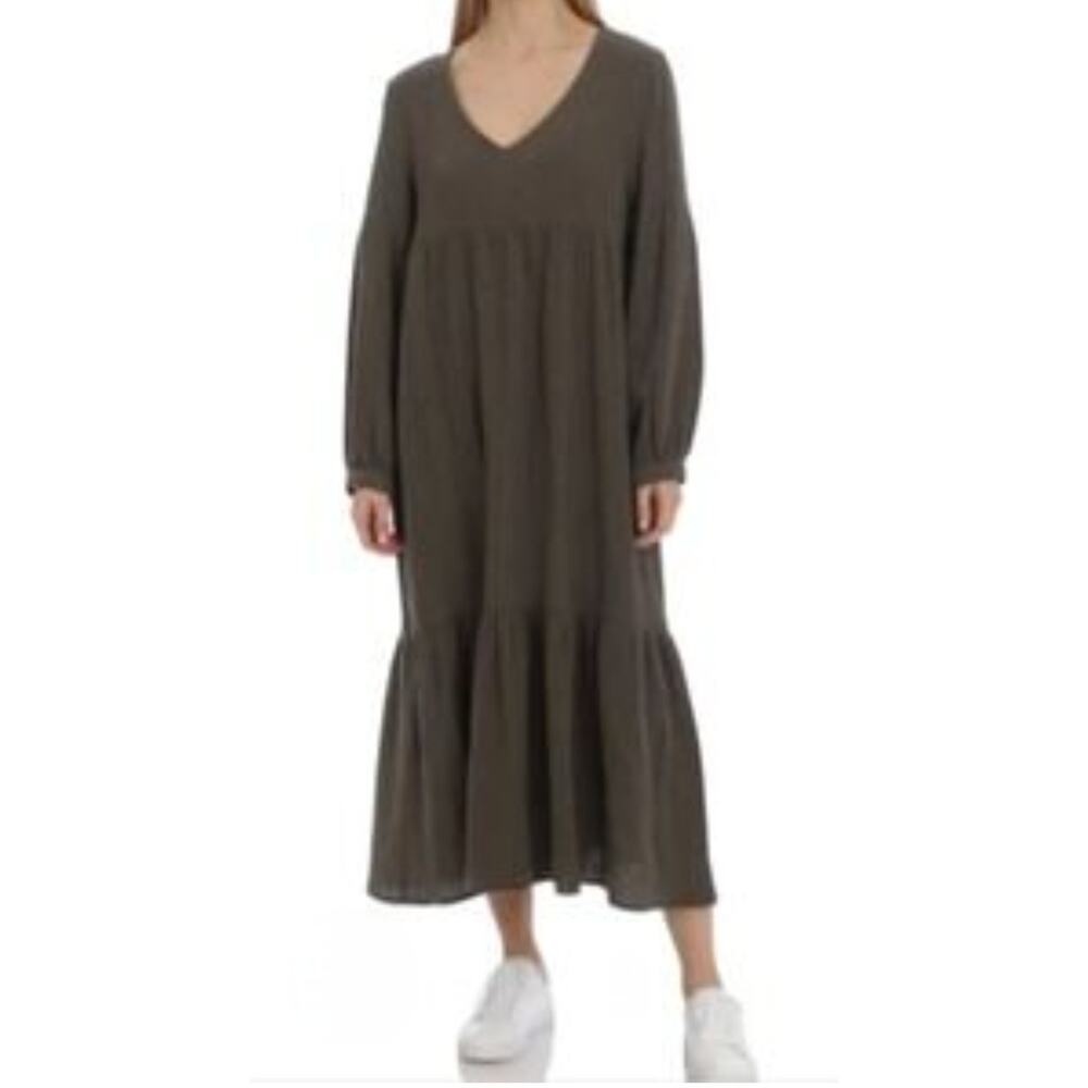7 For All Mankind Dress Womens S Gauze Tiered Olive Green lagenlook  prariecore